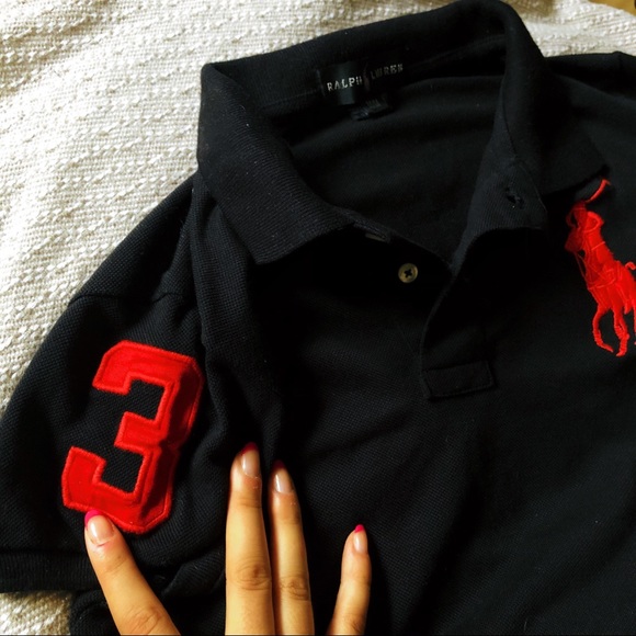 SOLD black preppy Ralph Lauren crop polo top - Picture 3 of 3